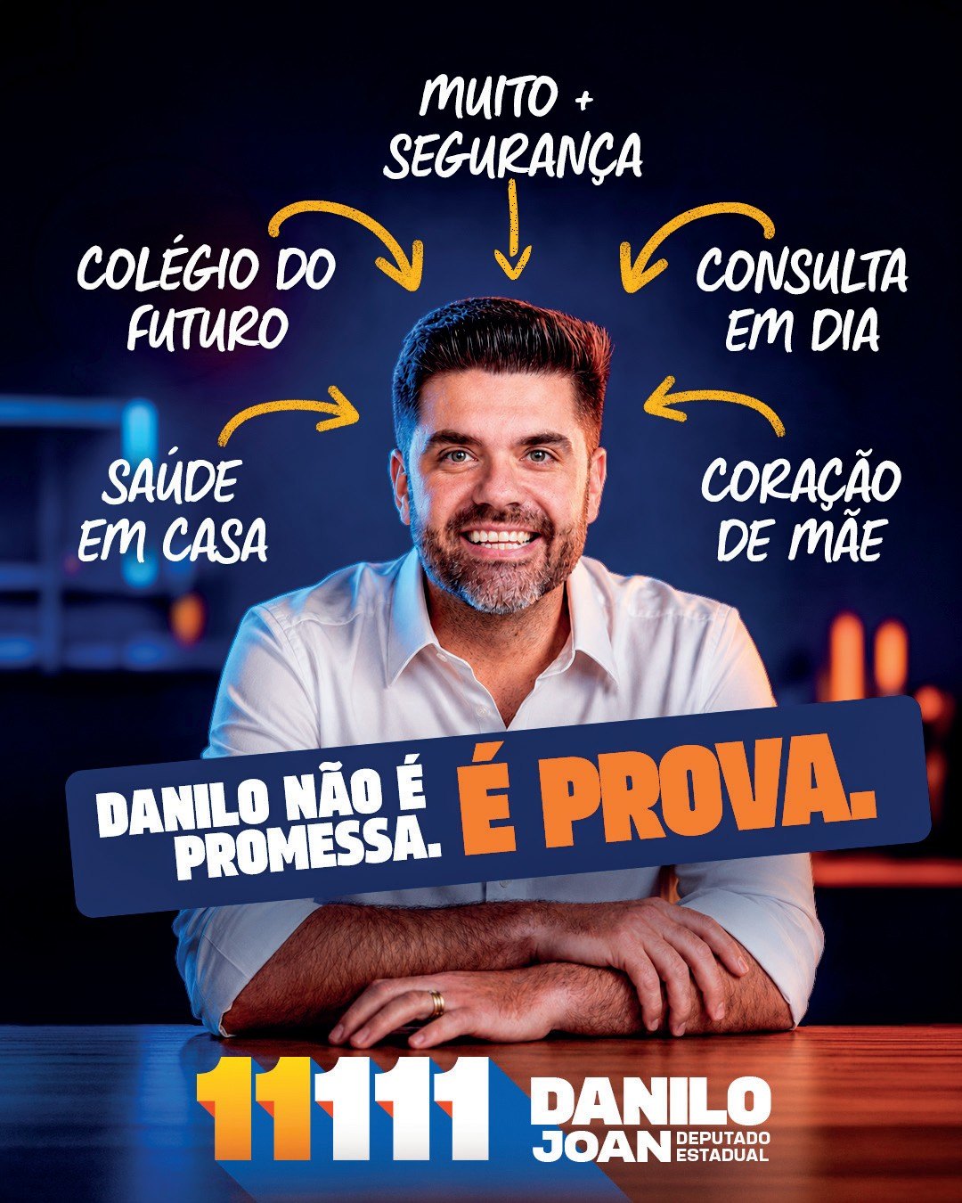 Peça de campanha de Danilo Joan com propostas